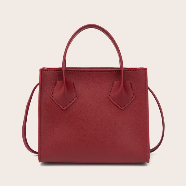 

Minimalist Double Handle Satchel Bag, Red