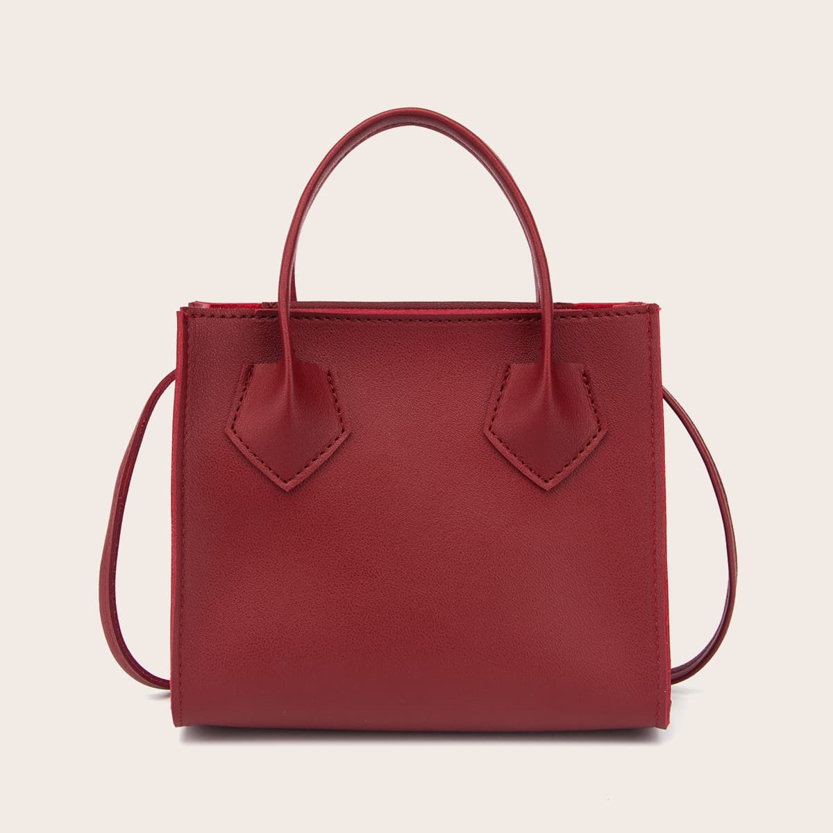 

Minimalist Double Handle Satchel Bag, Red
