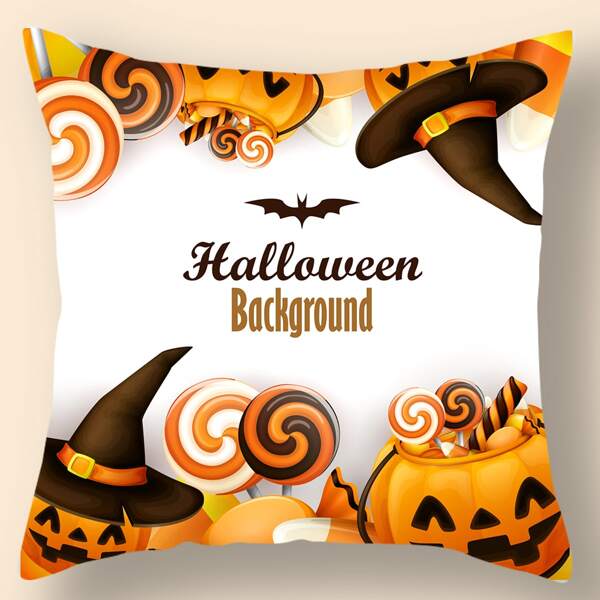 

Halloween Pattern Cushion Cover Without Filler, Multicolor