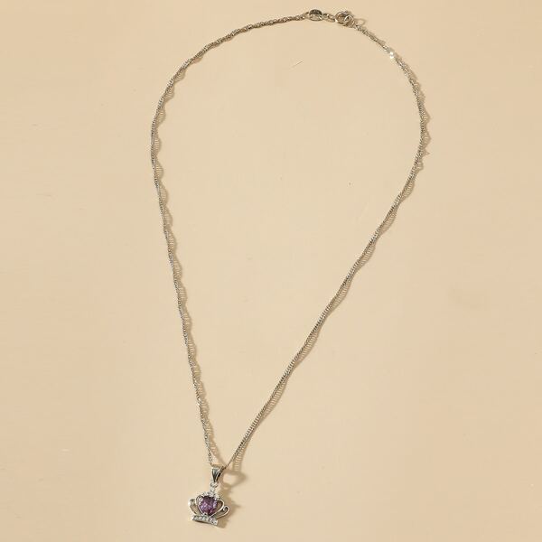 

Crown Charm Necklace, Purple