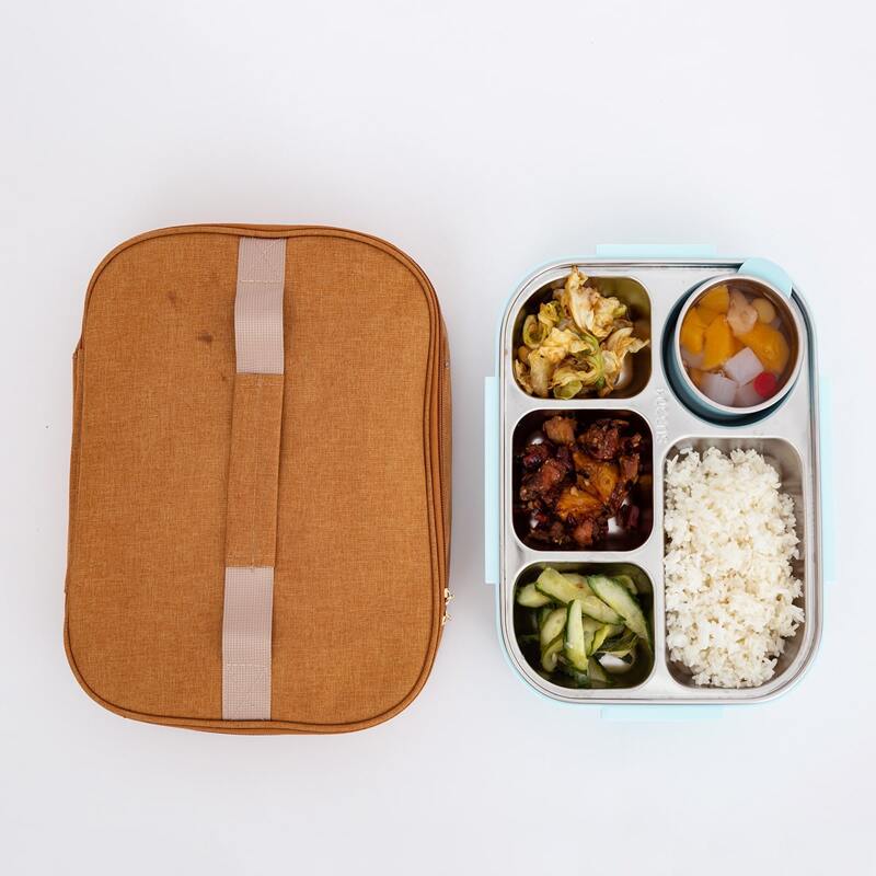

1pc Geometric Elk Print Insulation Lunch Bag, Brown