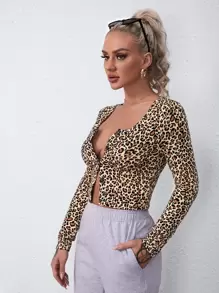 SHEIN Unity 紐扣豹紋上衣 - 彩色 - 查看 5