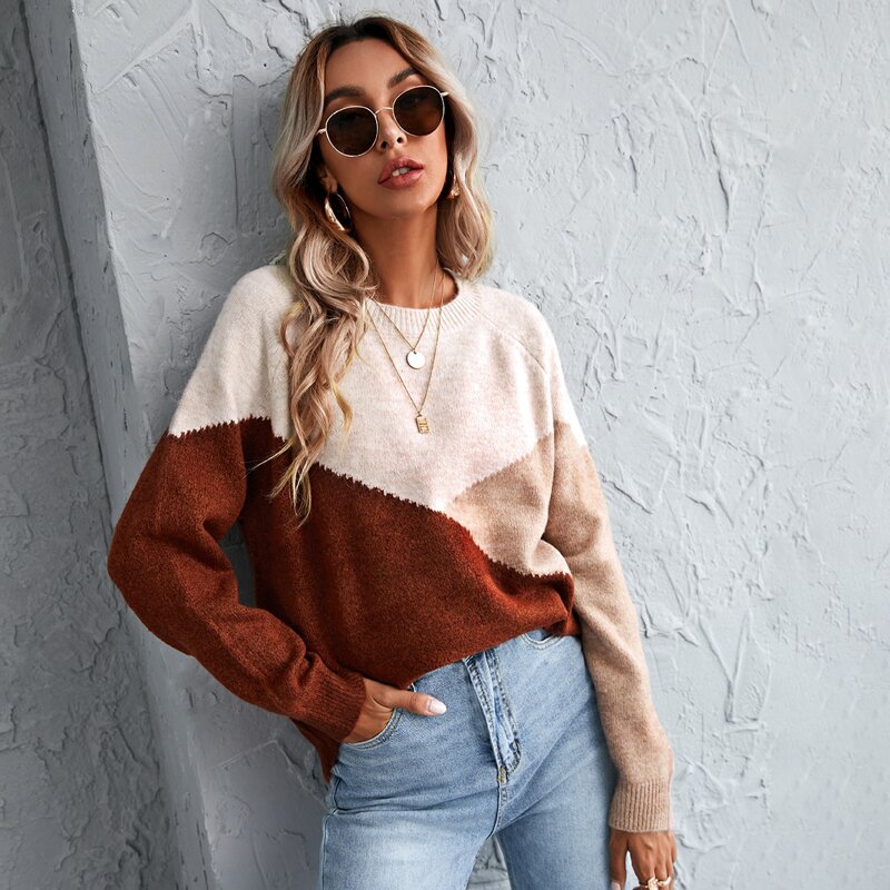 

Raglan Sleeve Color Block Sweater, Multicolor