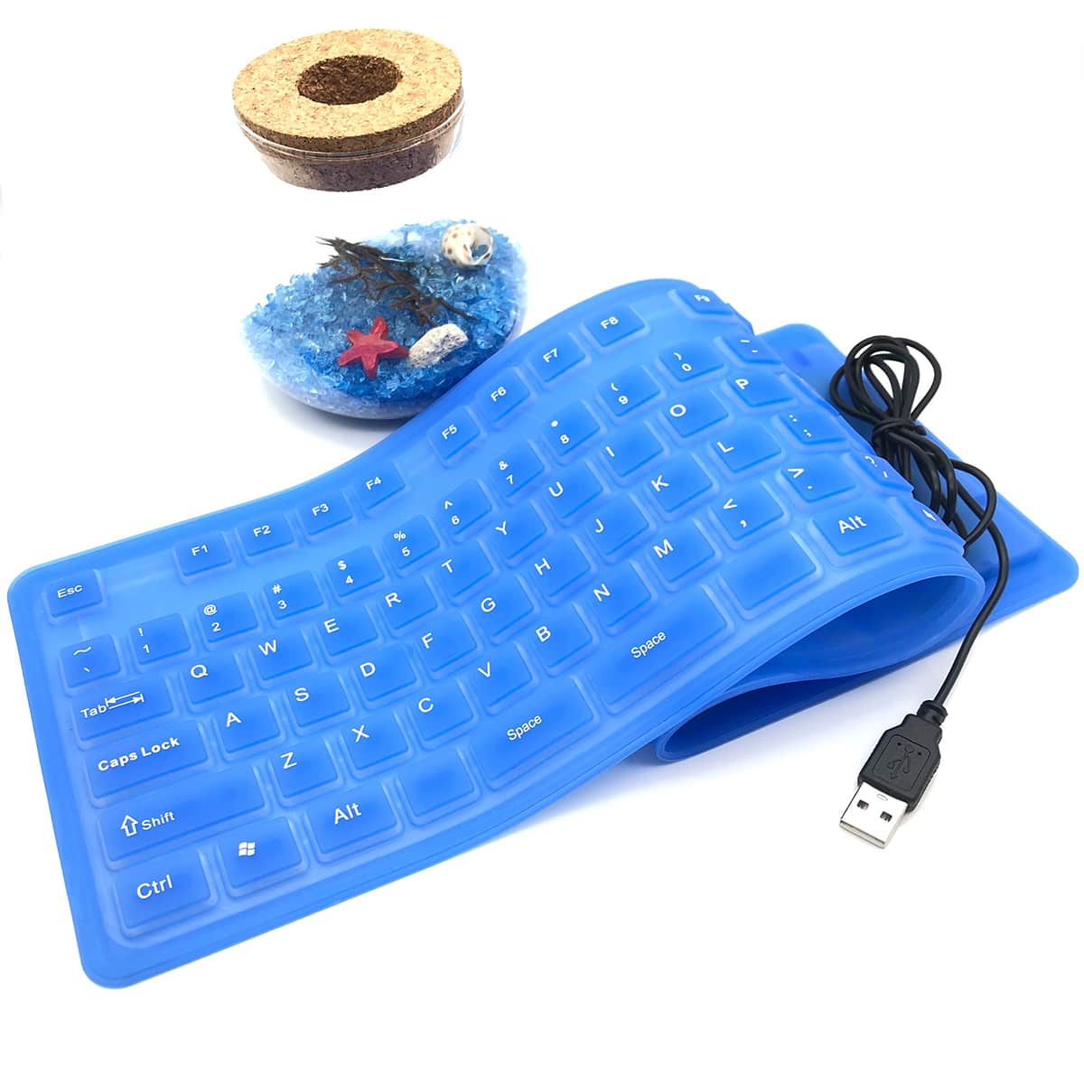 

1pc Silicone USB Wired Keyboard, Blue