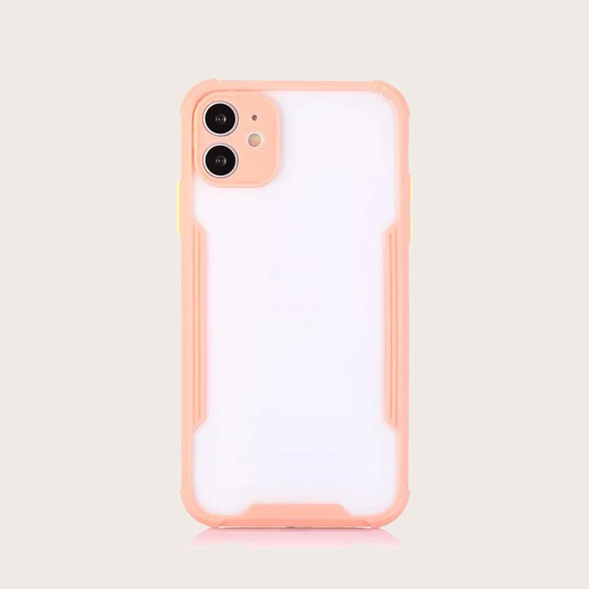 

1pc Contrast Frame iPhone Case, Pink