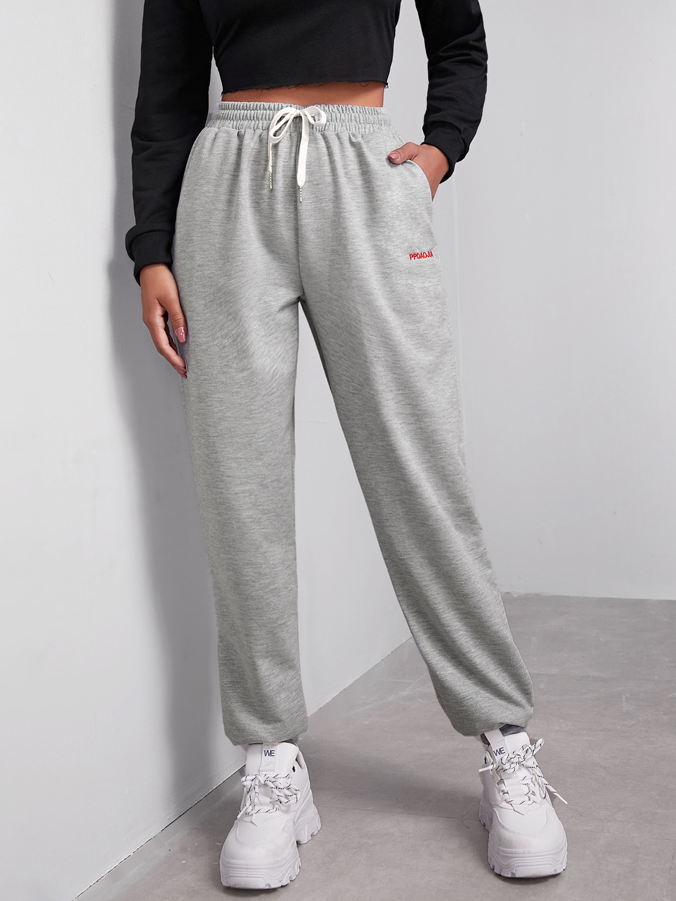 Letter Graphic Drawstring Waist Sweatpants thumbnail