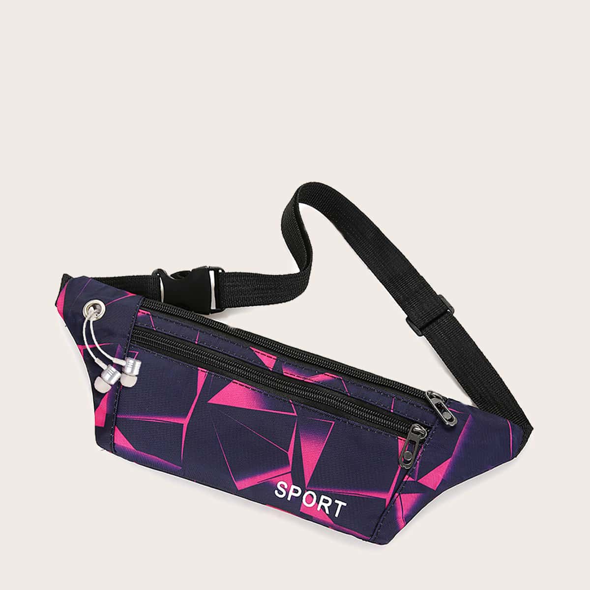 

Geometric Print Fanny Pack, Multicolor