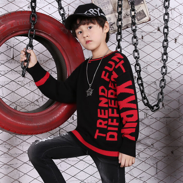 

Boys Slogan Graphic Drop Shoulder Sweater, Black
