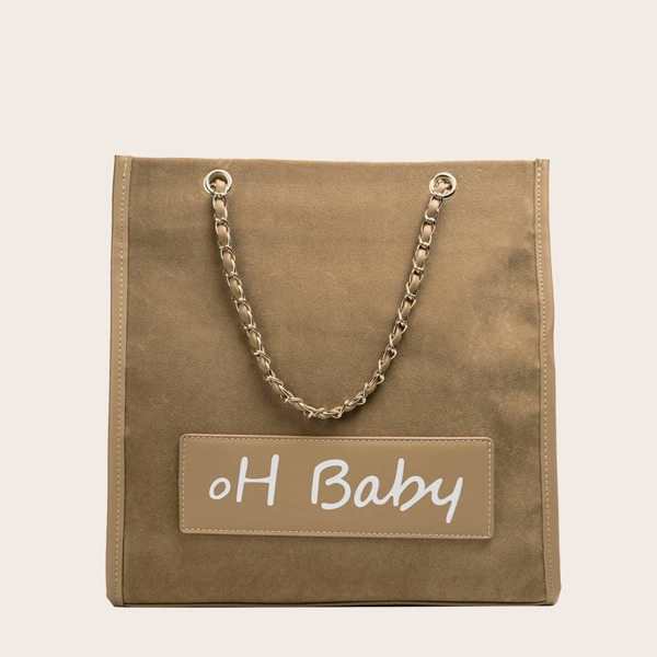 

Letter Patch Tote Bag, Khaki