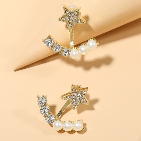 

Rhinestone Star Decor Stud Earrings, Gold