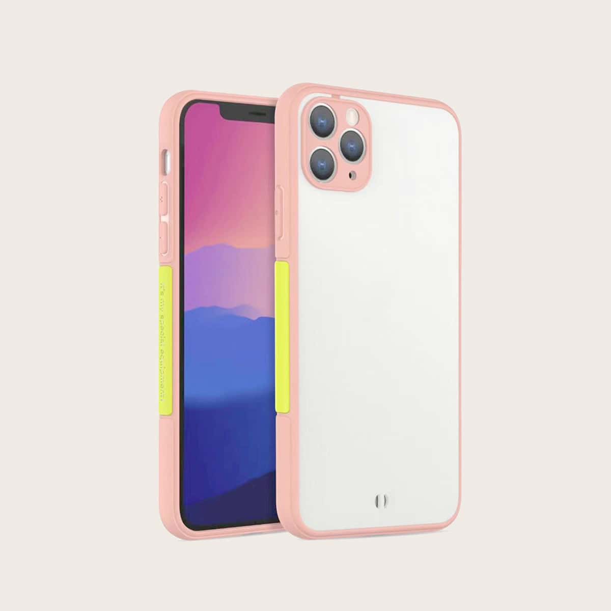 

1pc Contrast Frame iPhone Case, Pink