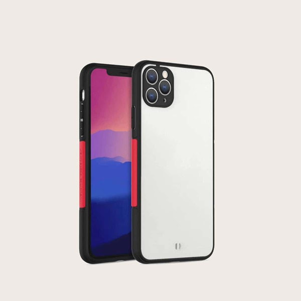 

1pc Contrast Frame iPhone Case, Black
