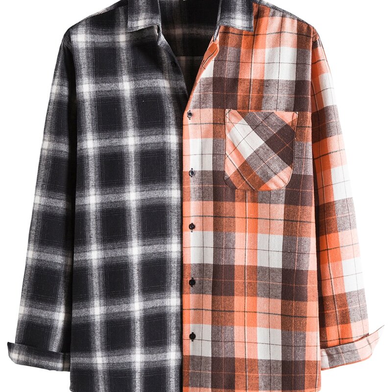 

Guys Plaid Colorblock Shirt, Multicolor