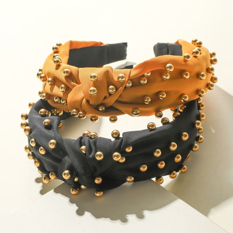 

2pcs Bead Decor Hair Hoop, Multicolor