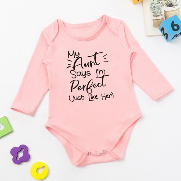 

Baby Unisex Slogan Graphic Popper Bodysuit, Coral pink