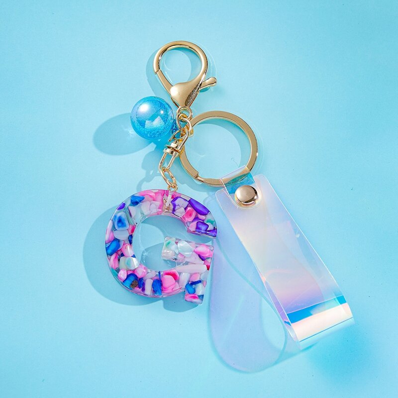 

Letter Charm Keychain, Multicolor