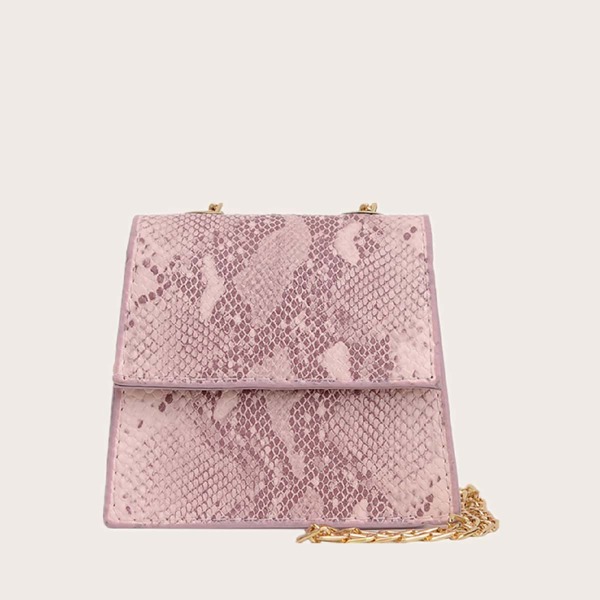 

Girls Snakeskin Print Chain Bag, Pink