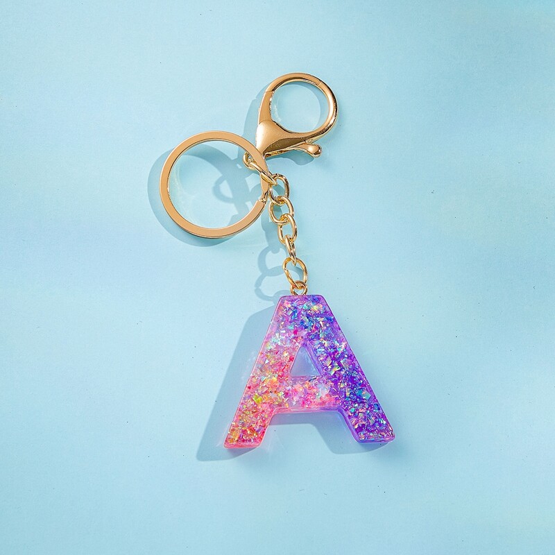 

Letter Charm Keychain, Multicolor