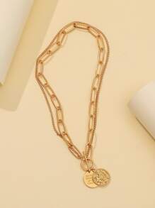 Dellgoo Hollow Out Layered Chain Necklace - Yellow Gold - View 2