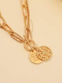 Dellgoo Hollow Out Layered Chain Necklace - Yellow Gold - View 3