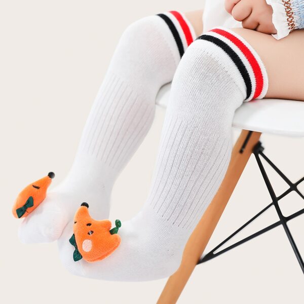 

Baby Cartoon Decor Over The Knee Socks, White