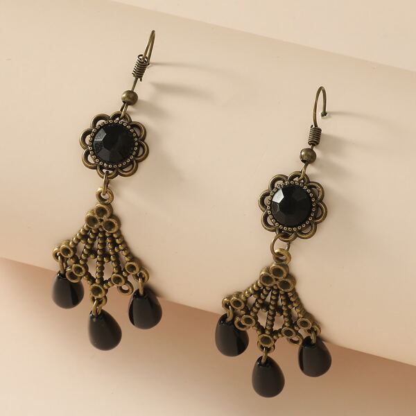 

Vintage Tassel Drop Earrings, Black