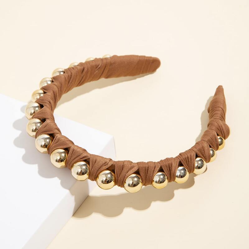 

Faux Pearl Decor Hair Hoop, Coffee brown