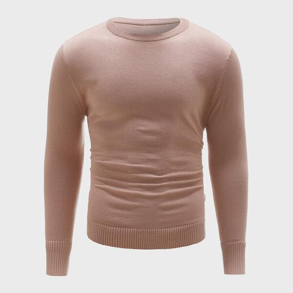 

Men Solid Crew Neck Sweater, Dusty pink