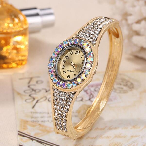

1pc Rhinestone Decor Quartz Watch