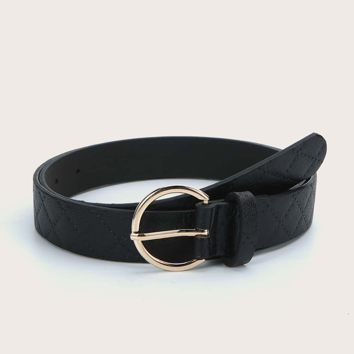 

Textured Metal Buckle Belt, Black