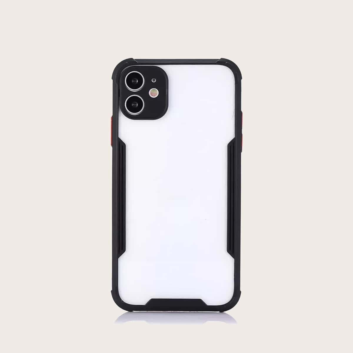 

1pc Contrast Frame iPhone Case, Black