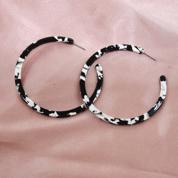 

Simple Cuff Hoop Earrings, Black and white