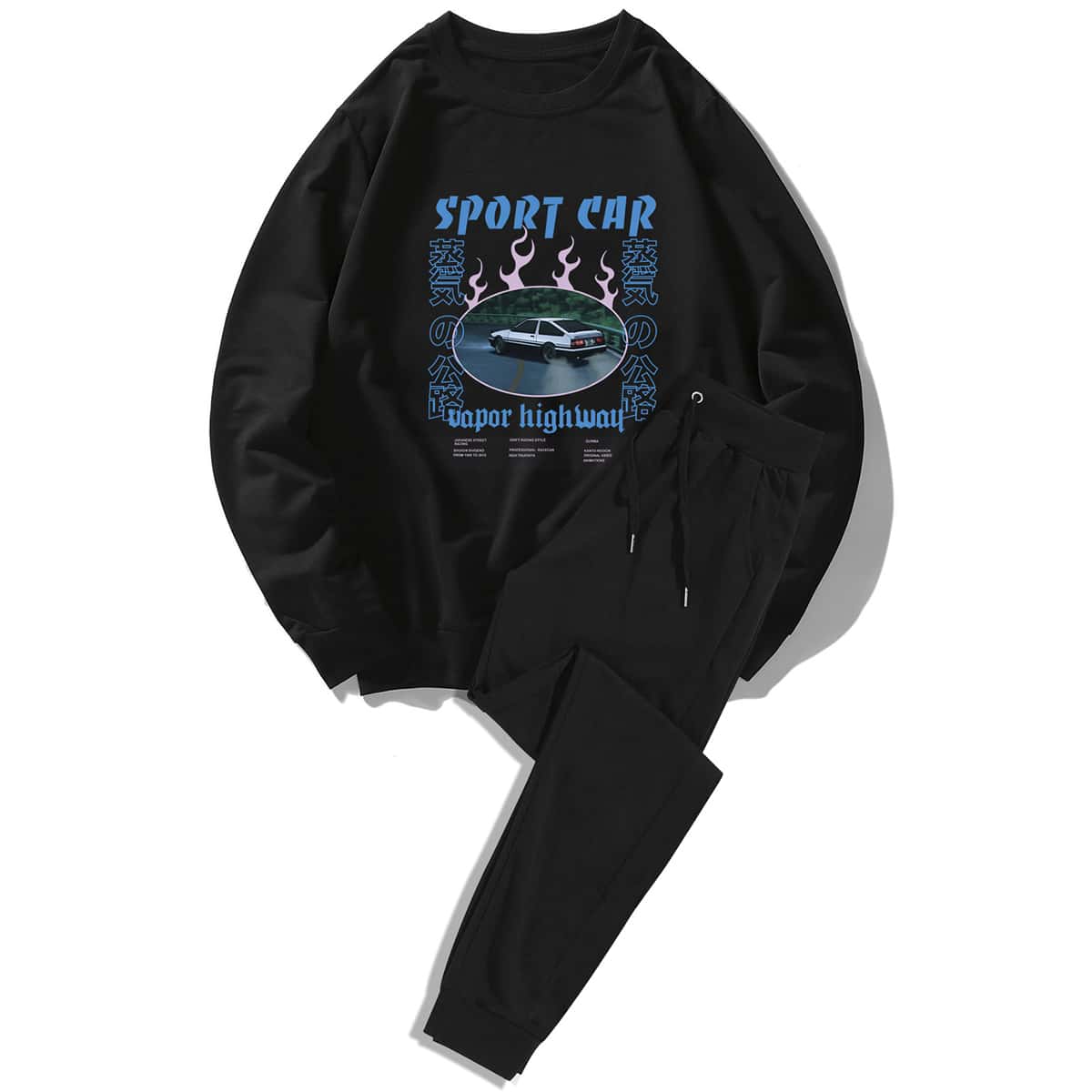 

Guys Letter Graphic Sweatshirt & Solid Sweatpants, Black