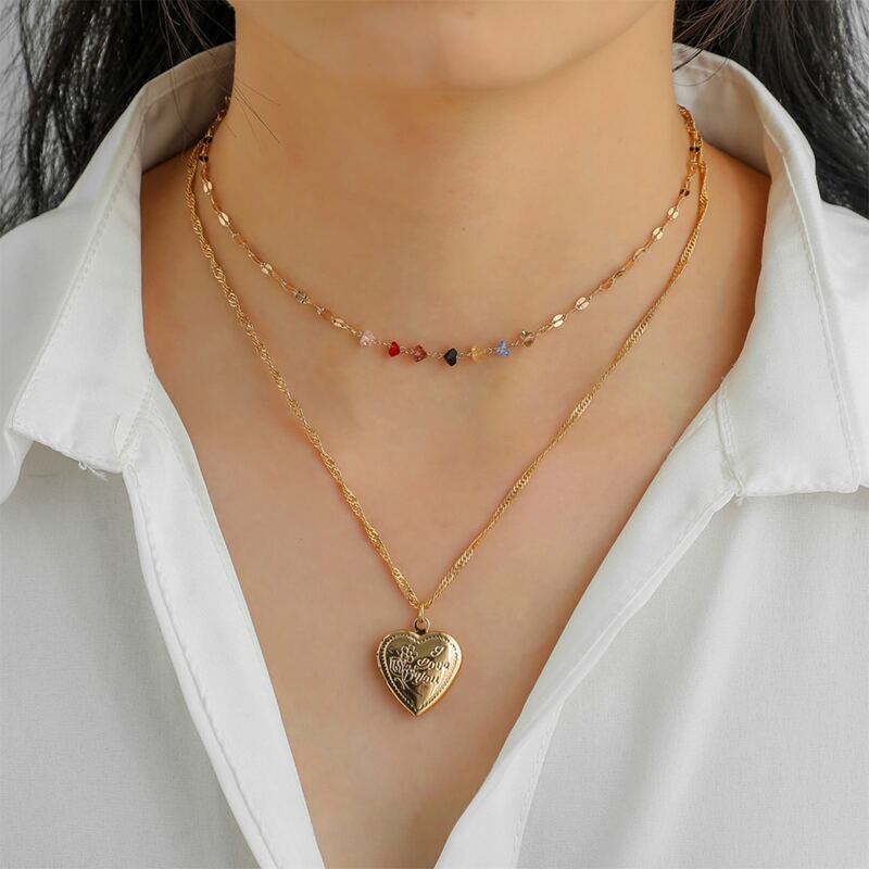 

2pcs Gold Heart Charm Necklace