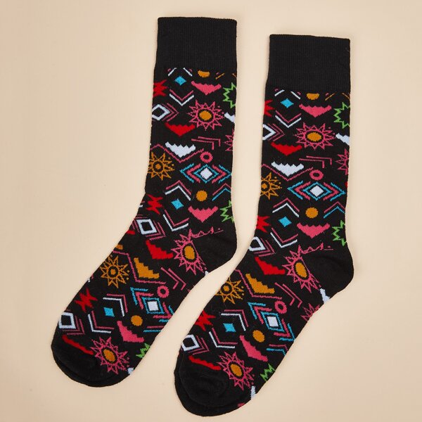 

Geometric Pattern Socks, Multicolor