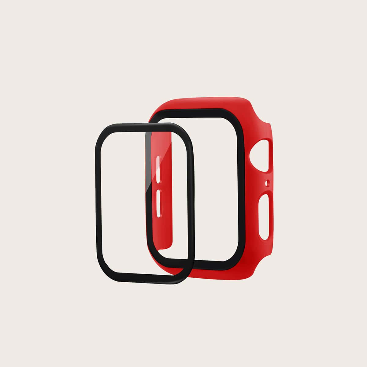 

1pc Minimalist iWatch Case & 1pc Protection Film, Red
