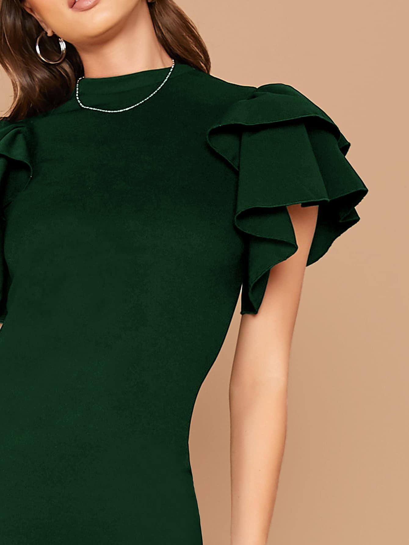 Layered Flutter Sleeve Split Back Dress Summer Outfit For Women Dress For Wedding Guest    Summer Outfit For Women  Valentine's Day