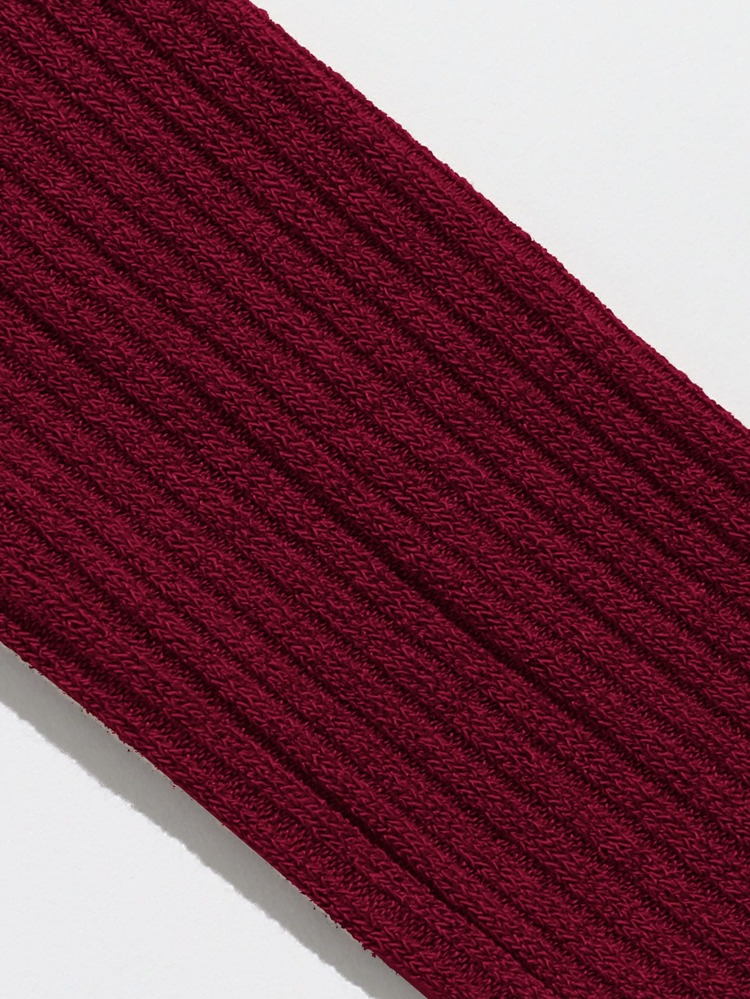 SHEIN Muchic Ribbed One-Shoulder Crop Top - Burgundy - View 5