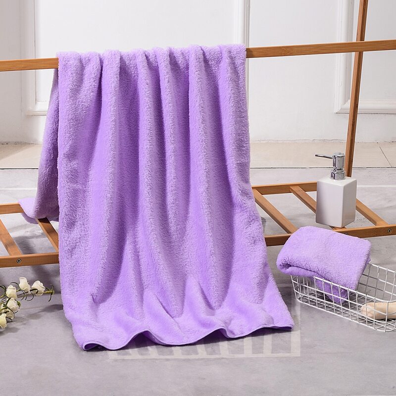 

2pcs Solid Color Bath Towel Set, Purple