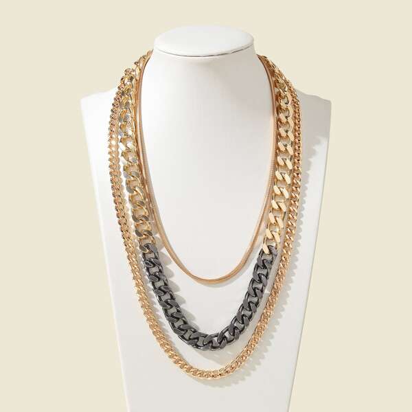 

Chain Layered Necklace, Multicolor