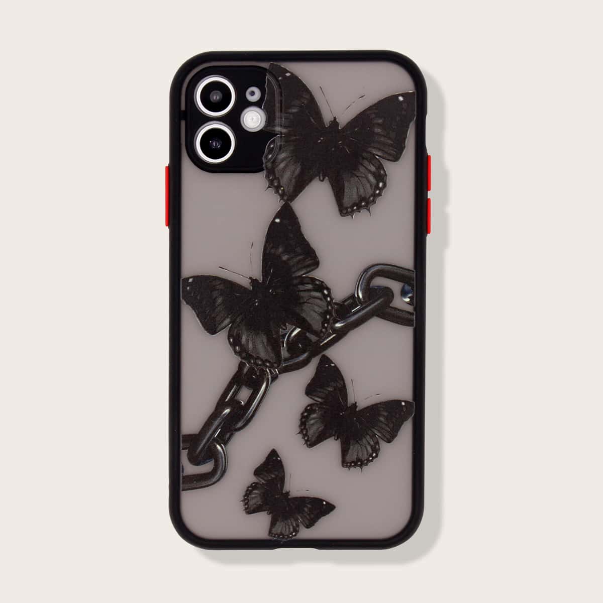 

Butterfly & Chain Print iPhone Case, Black
