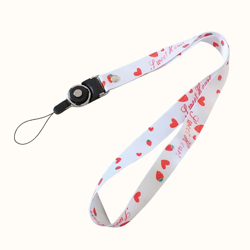 

1pc Heart Print Lanyard, Red