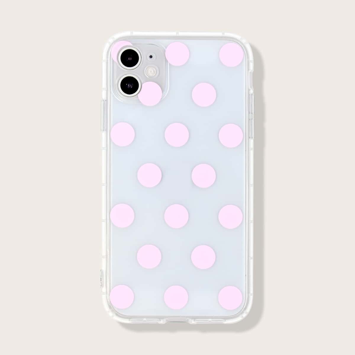 

1pc Polka Dot Print iPhone Case, Clear