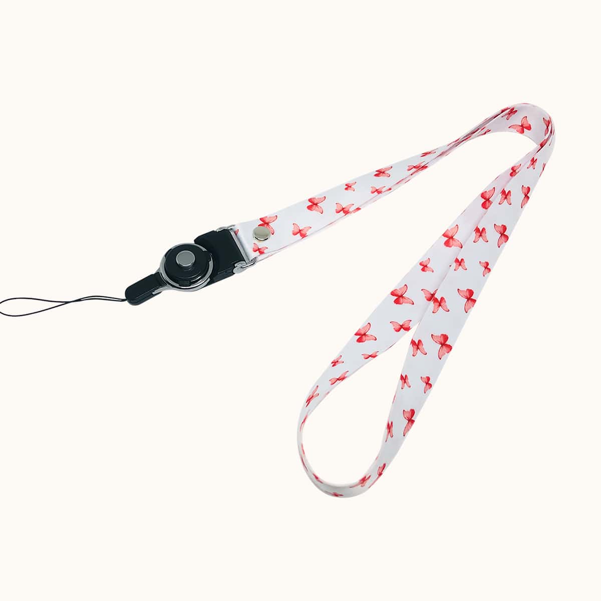 

1pc Butterfly Print Lanyard, Red