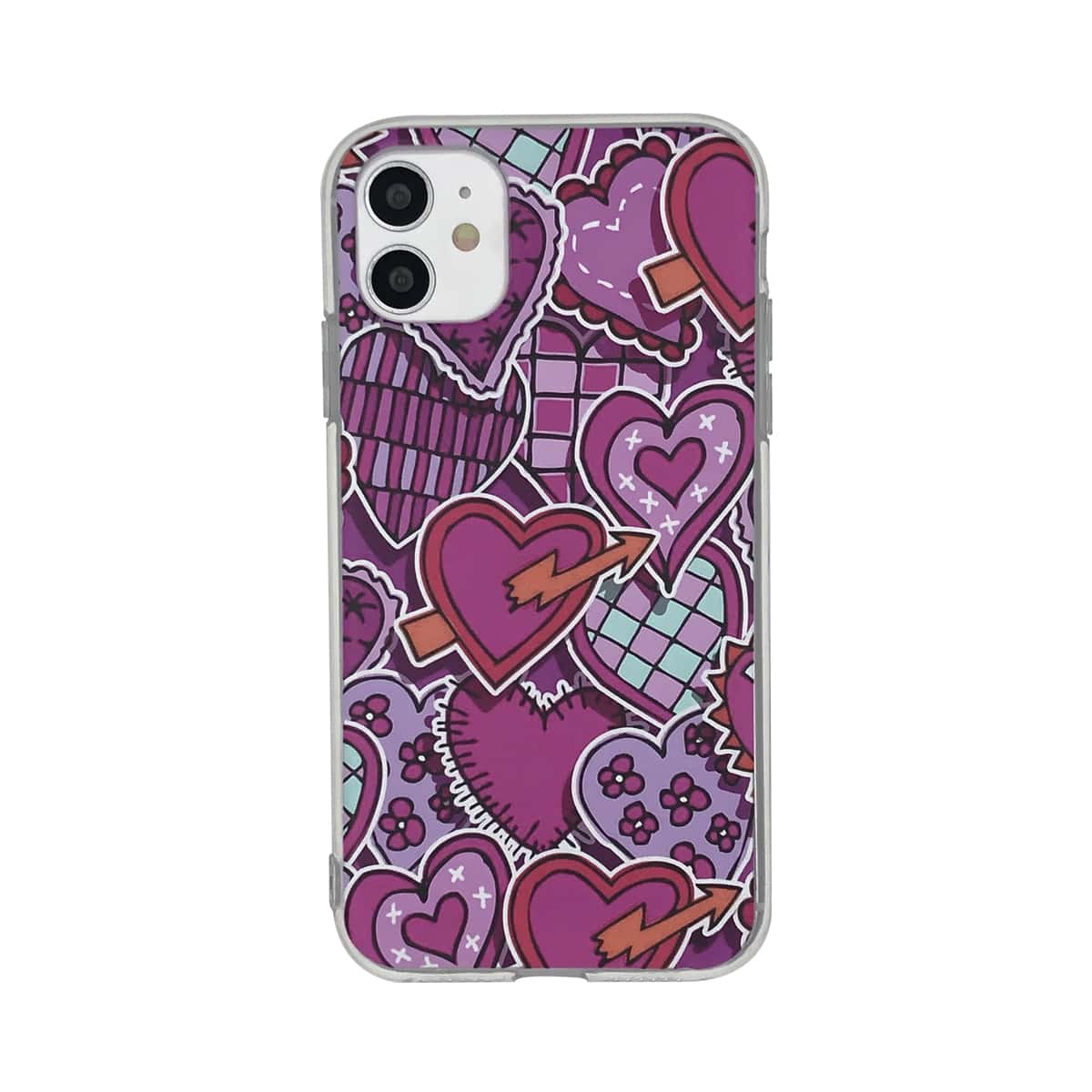 

1pc Heart Print iPhone Case, Multicolor