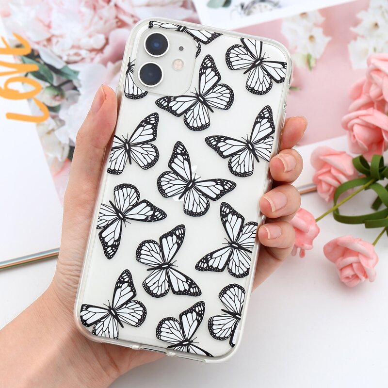 

Butterfly Print iPhone Case, Black and white