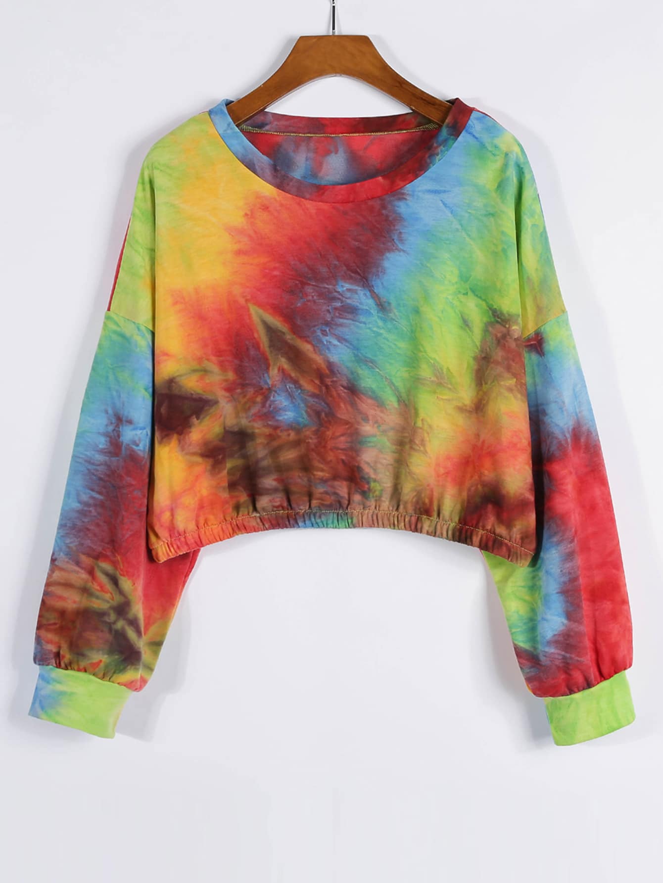 Drop Shoulder Tie Dye Sweatshirt - Multicolor - View 1