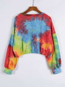 Drop Shoulder Tie Dye Sweatshirt - Multicolor - View 2