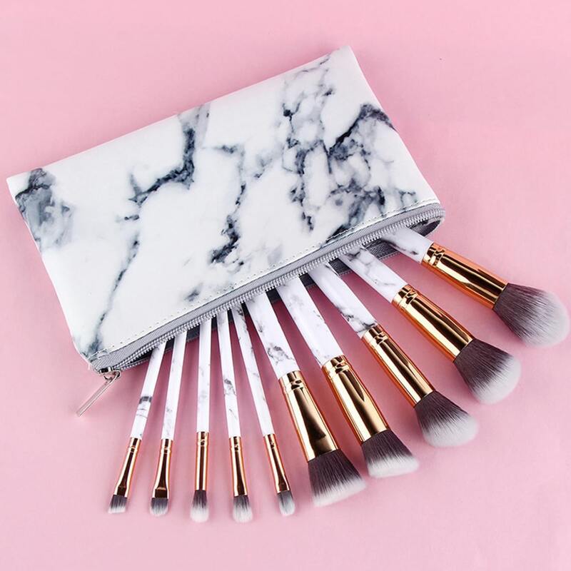 

10pcs Random Marble Makeup Brush Set, Multicolor