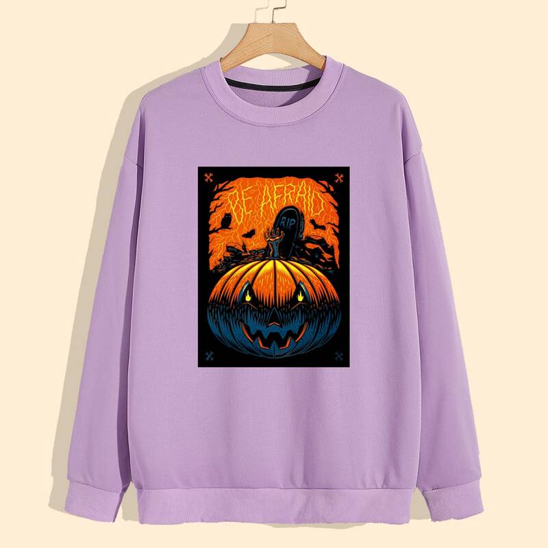 

Guys Halloween Pumpkin Sweatshirt, Violet purple
